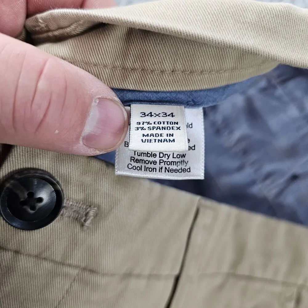 Joseph Abboud Pants 34x33 Khaki Beige Chino Comfort Stretch Preppy Casual NWT